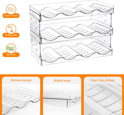BoxedHome Plastic Water Bottle Organizer and Wine Rack Storage Holder for Inside Cabinet, Kitchen Countertop, Table Top, Pantry, Bars, Cabinets, Fridge - Clear (2 Tier 8 Containers)