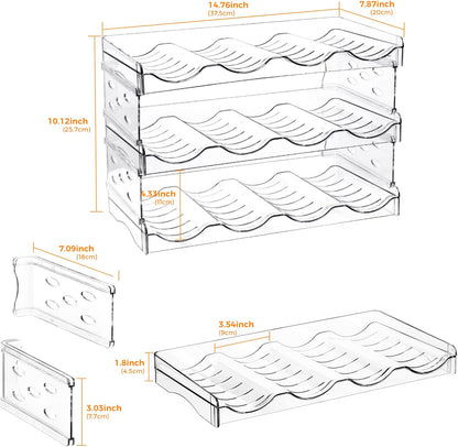 BoxedHome Plastic Water Bottle Organizer and Wine Rack Storage Holder for Inside Cabinet, Kitchen Countertop, Table Top, Pantry, Bars, Cabinets, Fridge - Clear (2 Tier 8 Containers)