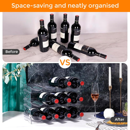BoxedHome Plastic Water Bottle Organizer and Wine Rack Storage Holder for Inside Cabinet, Kitchen Countertop, Table Top, Pantry, Bars, Cabinets, Fridge - Clear (2 Tier 8 Containers)