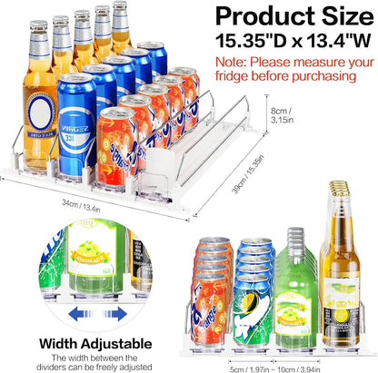Drink Organizer for Mini Fridge, Automatic Pusher Drink Dispenser for Refrigerator, Soda Can Organizer for Beer Beverage Holds up to 12 Cans 3 Row (Depth 12.2" x Wide 9.9") White