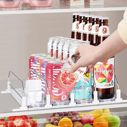 Drink Organizer for Mini Fridge, Automatic Pusher Drink Dispenser for Refrigerator, Soda Can Organizer for Beer Beverage Holds up to 12 Cans 3 Row (Depth 12.2" x Wide 9.9") White