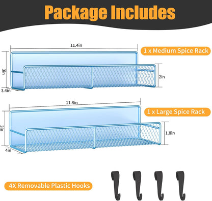 Magnetic Spice Rack for Refrigerator, Metal Magnetic Shelf Black, Moveable Spice Organizer with Hooks, Super Magnetic Fridge Shelf for Kitchen Organization and Storage
