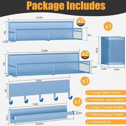 Magnetic Spice Rack for Refrigerator, Metal Magnetic Shelf Black, Moveable Spice Organizer with Hooks, Super Magnetic Fridge Shelf for Kitchen Organization and Storage