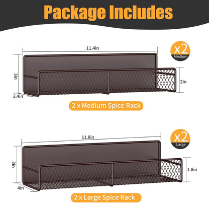 Magnetic Spice Rack for Refrigerator, Metal Magnetic Shelf Black, Moveable Spice Organizer with Hooks, Super Magnetic Fridge Shelf for Kitchen Organization and Storage