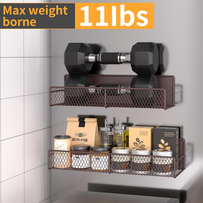 Magnetic Spice Rack for Refrigerator, Metal Magnetic Shelf Black, Moveable Spice Organizer with Hooks, Super Magnetic Fridge Shelf for Kitchen Organization and Storage
