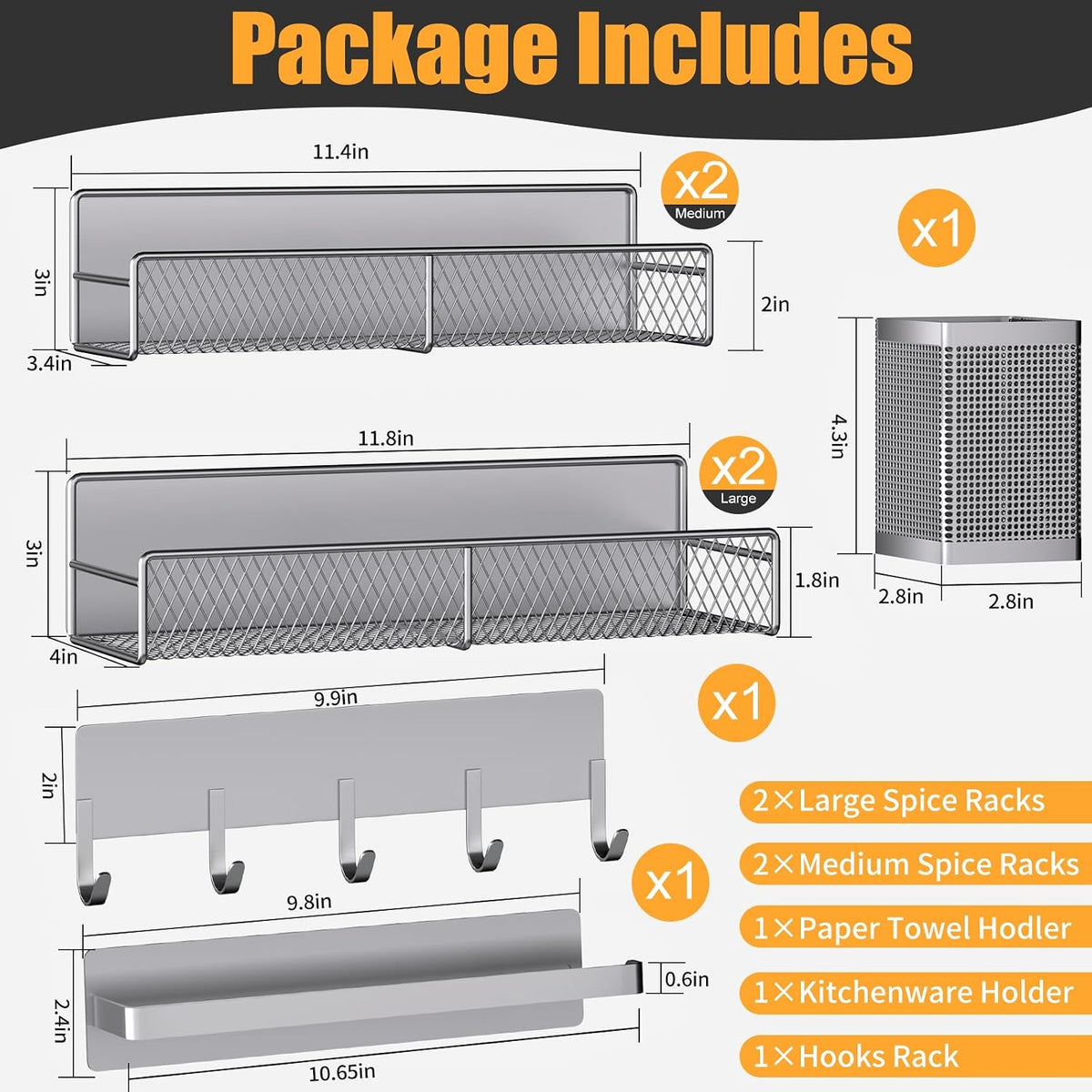 Magnetic Spice Rack for Refrigerator, Metal Magnetic Shelf Black, Moveable Spice Organizer with Hooks, Super Magnetic Fridge Shelf for Kitchen Organization and Storage