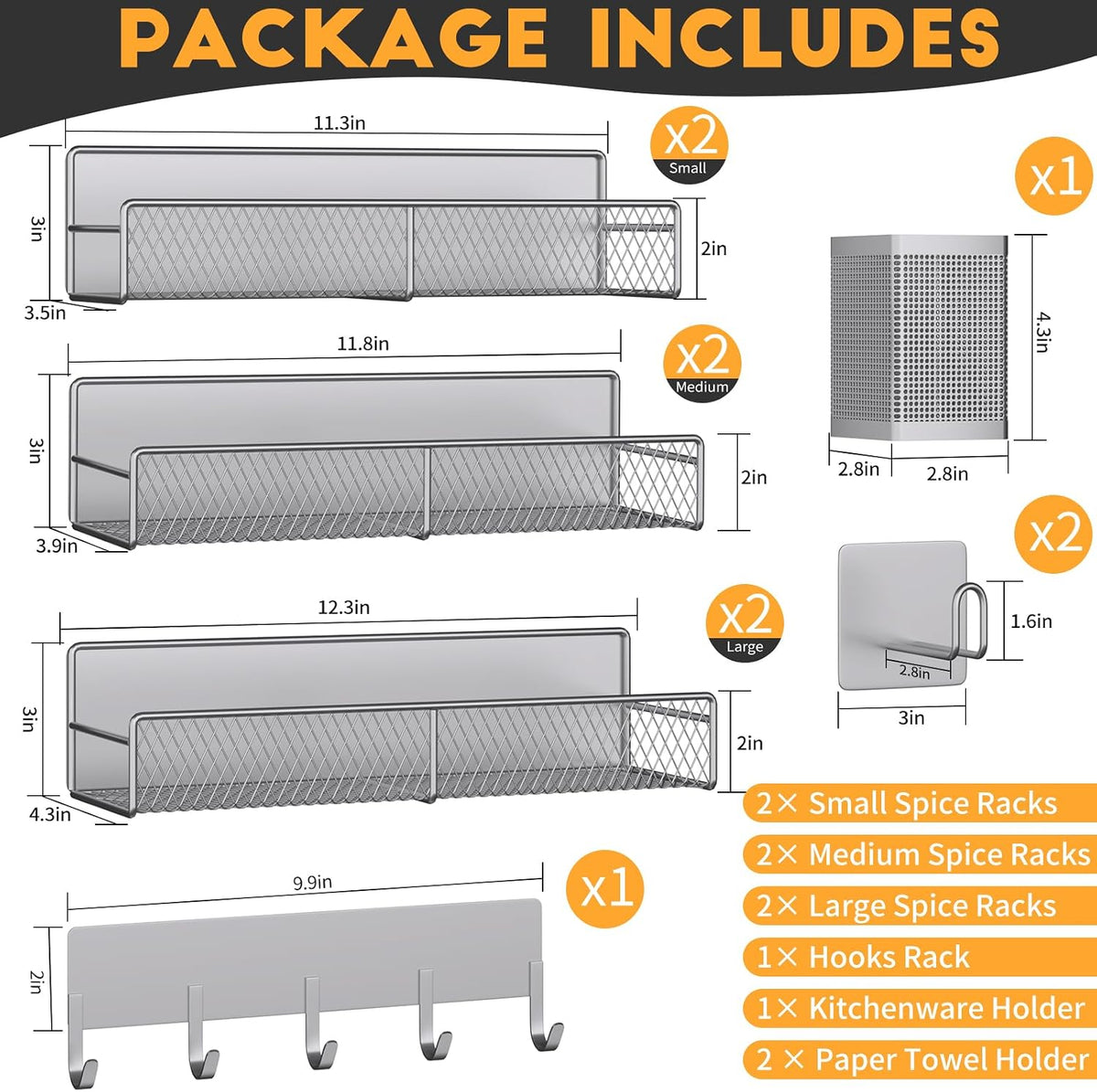 Magnetic Spice Rack for Refrigerator, Metal Magnetic Shelf Black, Moveable Spice Organizer with Hooks, Super Magnetic Fridge Shelf for Kitchen Organization and Storage
