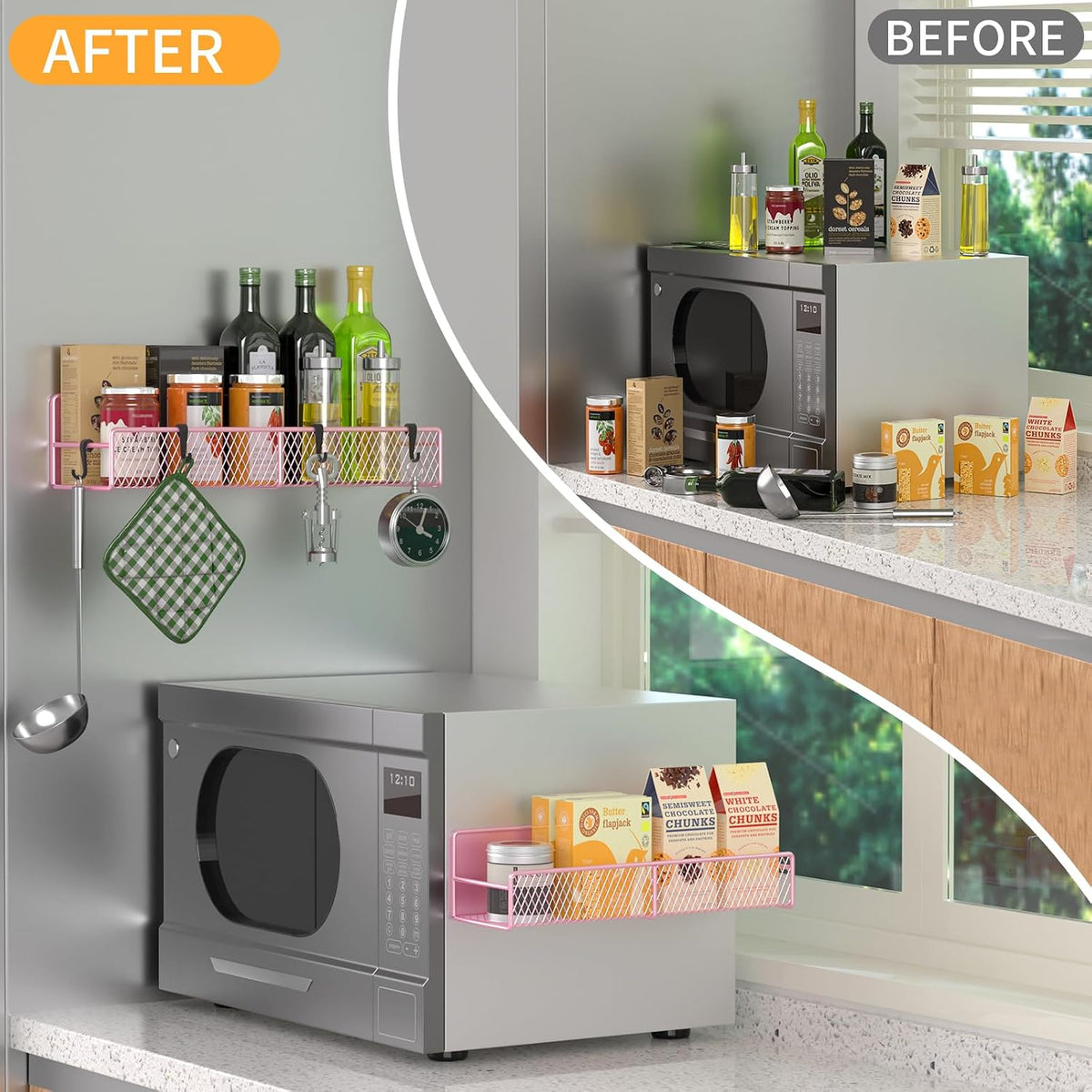 Magnetic Spice Rack for Refrigerator, Metal Magnetic Shelf Black, Moveable Spice Organizer with Hooks, Super Magnetic Fridge Shelf for Kitchen Organization and Storage