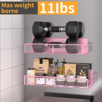 Magnetic Spice Rack for Refrigerator, Metal Magnetic Shelf Black, Moveable Spice Organizer with Hooks, Super Magnetic Fridge Shelf for Kitchen Organization and Storage