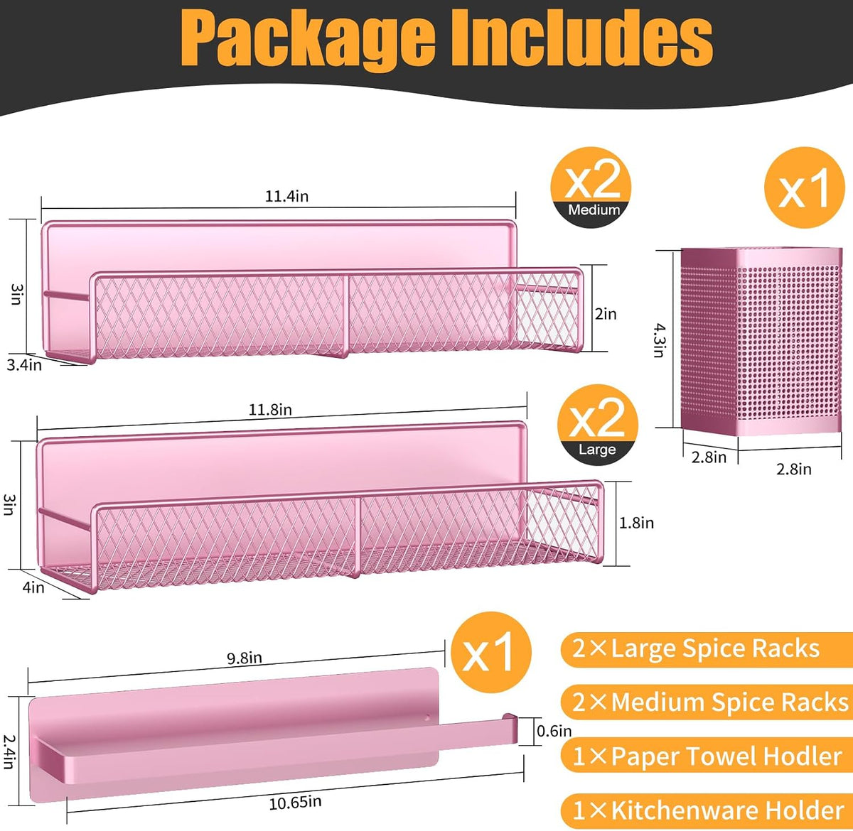 Magnetic Spice Rack for Refrigerator, Metal Magnetic Shelf Black, Moveable Spice Organizer with Hooks, Super Magnetic Fridge Shelf for Kitchen Organization and Storage