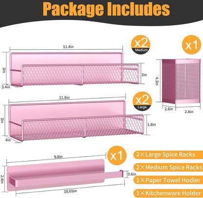 Magnetic Spice Rack for Refrigerator, Metal Magnetic Shelf Black, Moveable Spice Organizer with Hooks, Super Magnetic Fridge Shelf for Kitchen Organization and Storage