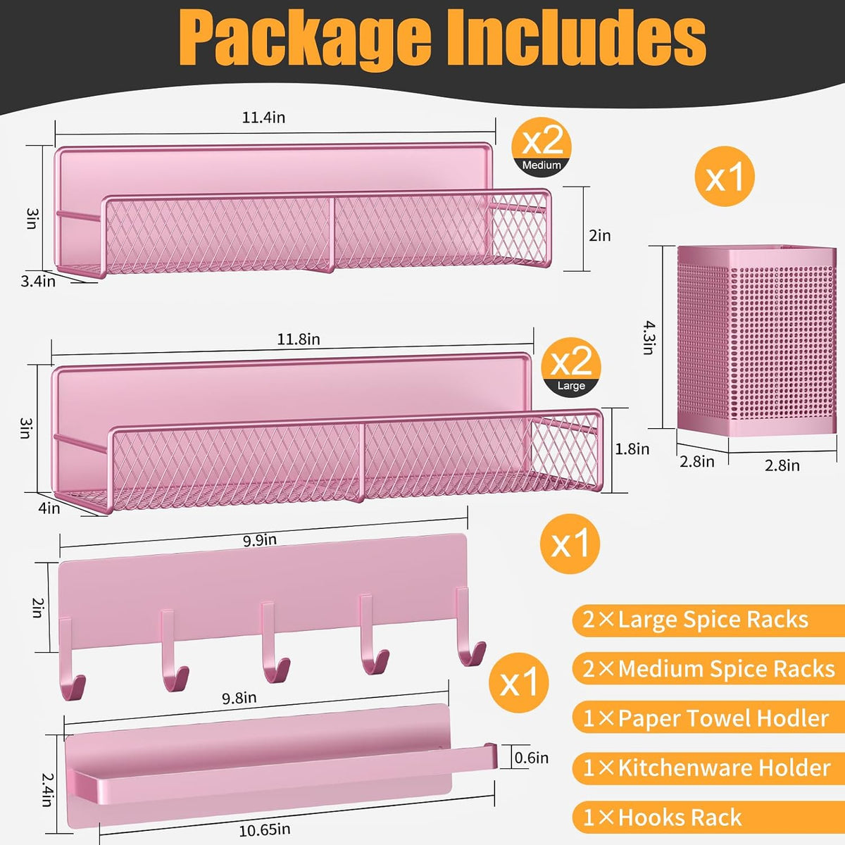 Magnetic Spice Rack for Refrigerator, Metal Magnetic Shelf Black, Moveable Spice Organizer with Hooks, Super Magnetic Fridge Shelf for Kitchen Organization and Storage
