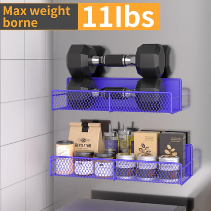 Magnetic Spice Rack for Refrigerator, Metal Magnetic Shelf Black, Moveable Spice Organizer with Hooks, Super Magnetic Fridge Shelf for Kitchen Organization and Storage