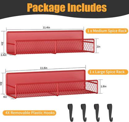 Magnetic Spice Rack for Refrigerator, Metal Magnetic Shelf Black, Moveable Spice Organizer with Hooks, Super Magnetic Fridge Shelf for Kitchen Organization and Storage
