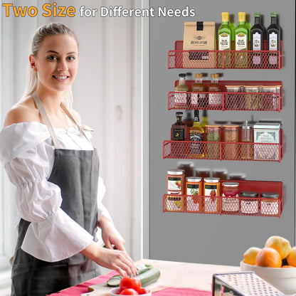 Magnetic Spice Rack for Refrigerator, Metal Magnetic Shelf Black, Moveable Spice Organizer with Hooks, Super Magnetic Fridge Shelf for Kitchen Organization and Storage