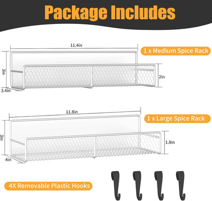 Magnetic Spice Rack for Refrigerator, Metal Magnetic Shelf Black, Moveable Spice Organizer with Hooks, Super Magnetic Fridge Shelf for Kitchen Organization and Storage