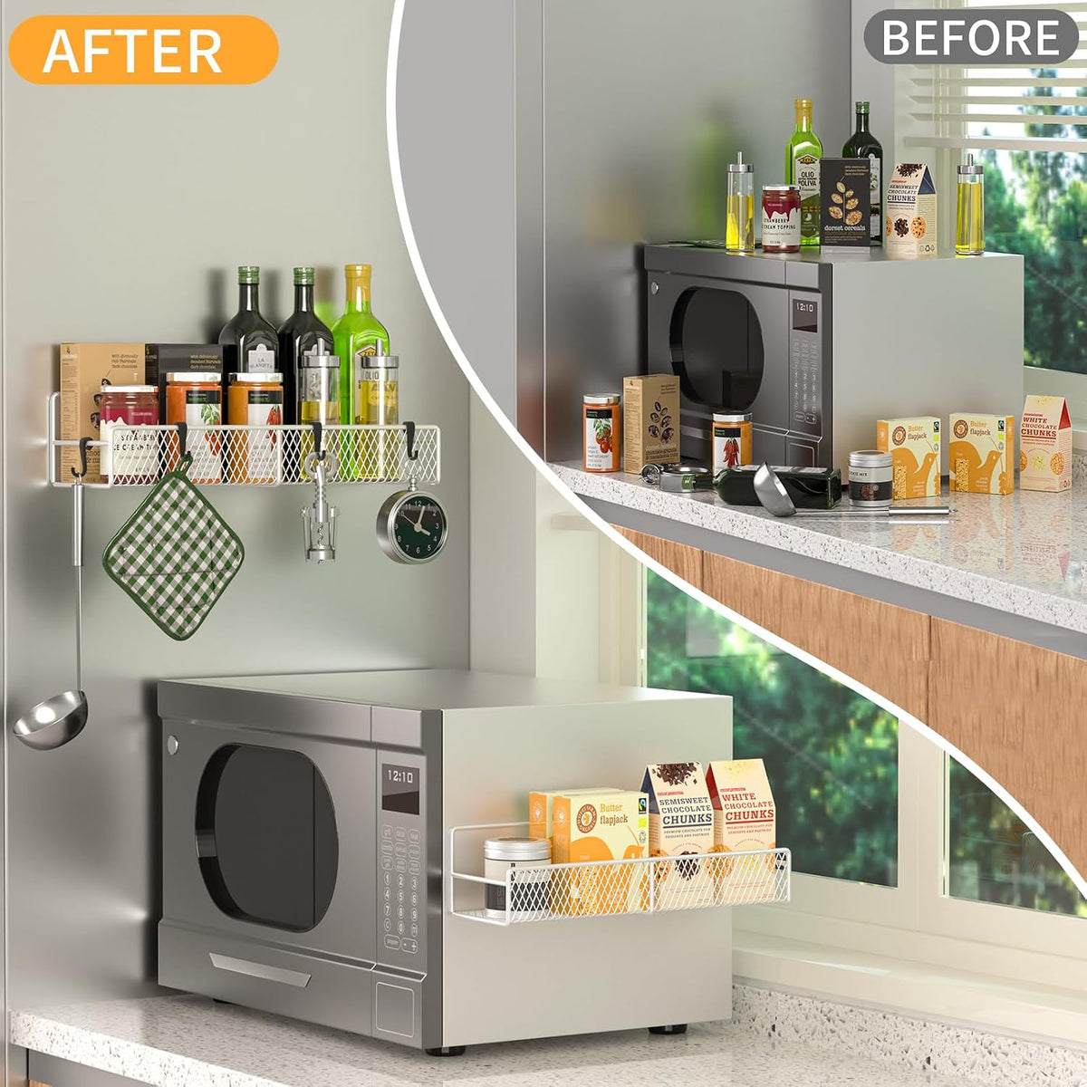 Magnetic Spice Rack for Refrigerator, Metal Magnetic Shelf Black, Moveable Spice Organizer with Hooks, Super Magnetic Fridge Shelf for Kitchen Organization and Storage