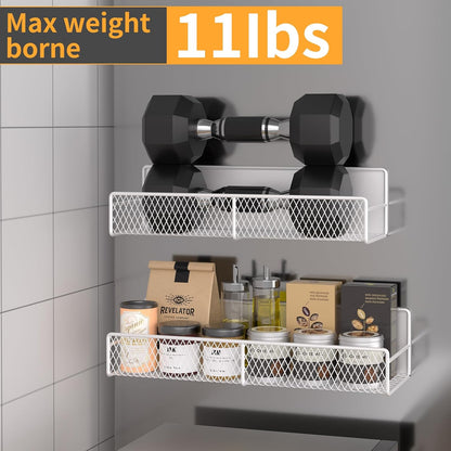 Magnetic Spice Rack for Refrigerator, Metal Magnetic Shelf Black, Moveable Spice Organizer with Hooks, Super Magnetic Fridge Shelf for Kitchen Organization and Storage