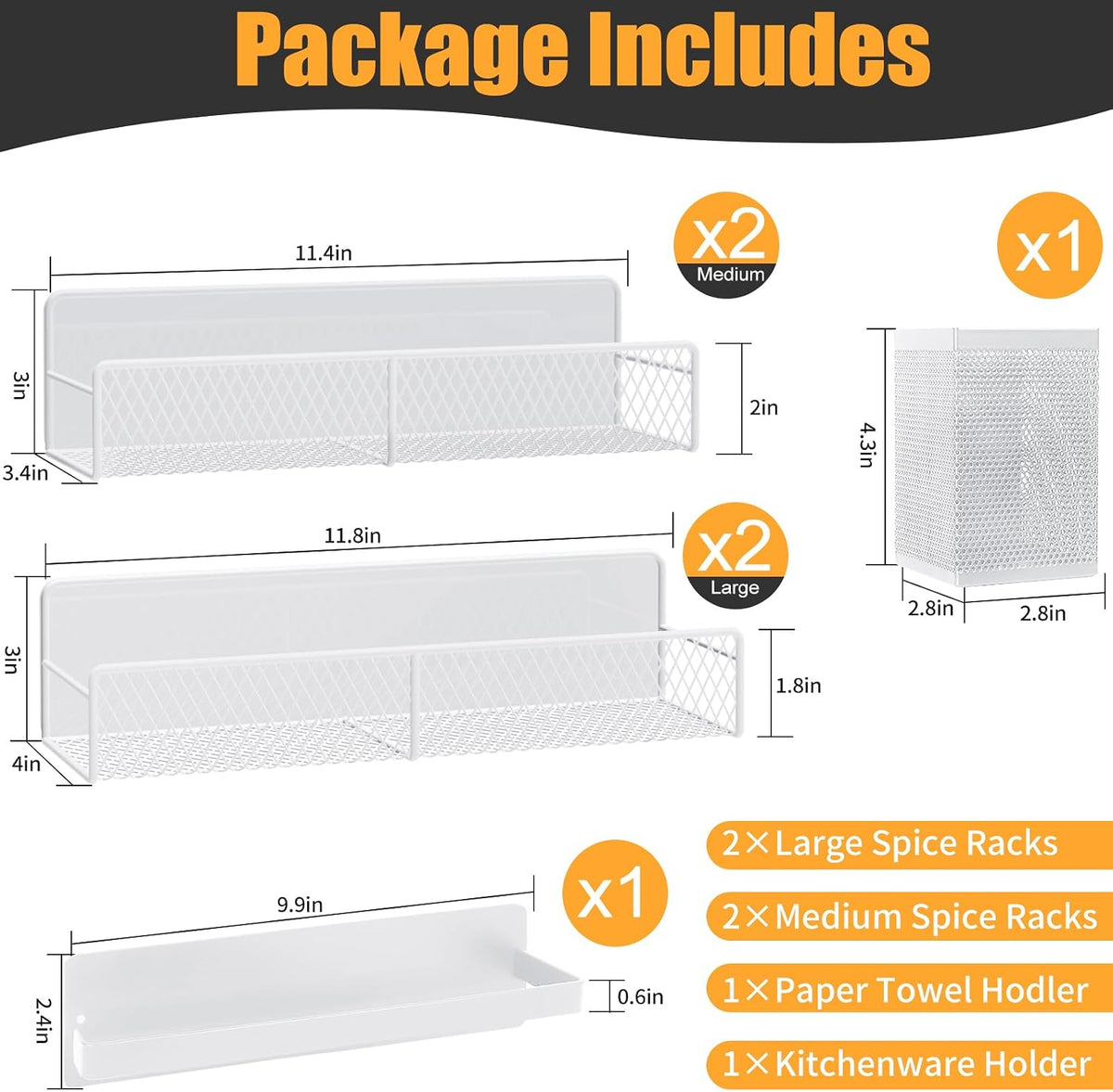 Magnetic Spice Rack for Refrigerator, Metal Magnetic Shelf Black, Moveable Spice Organizer with Hooks, Super Magnetic Fridge Shelf for Kitchen Organization and Storage