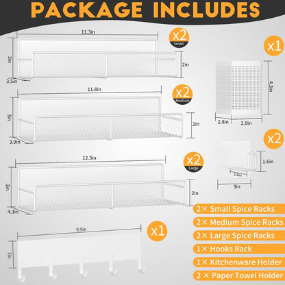 Magnetic Spice Rack for Refrigerator, Metal Magnetic Shelf Black, Moveable Spice Organizer with Hooks, Super Magnetic Fridge Shelf for Kitchen Organization and Storage