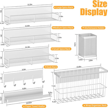 Magnetic Spice Rack for Refrigerator, Metal Magnetic Shelf Black, Moveable Spice Organizer with Hooks, Super Magnetic Fridge Shelf for Kitchen Organization and Storage
