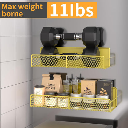 Magnetic Spice Rack for Refrigerator, Metal Magnetic Shelf Black, Moveable Spice Organizer with Hooks, Super Magnetic Fridge Shelf for Kitchen Organization and Storage