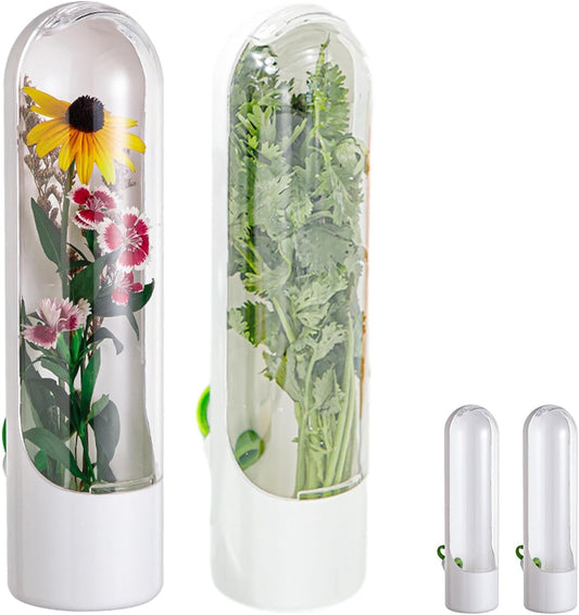 2PCS Herb Saver, Herb Keeper and Herb Saver for Refrigerator, Cilantro Containers for Fridge, Fresh Herb Keeper for Cilantro,Parsley, Vegetable - Keeps Greens Fresh