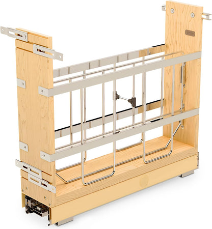 Pullout Bakeware Organizer w/Soft-Close, Min Opening 5.5" Wide | Wooden Storage Organization w/ Ball Bearing Slides, Full Height Base Kitchen Cabinets, Foil Wrap/Tray Divider, 447-BCBBSC-5C