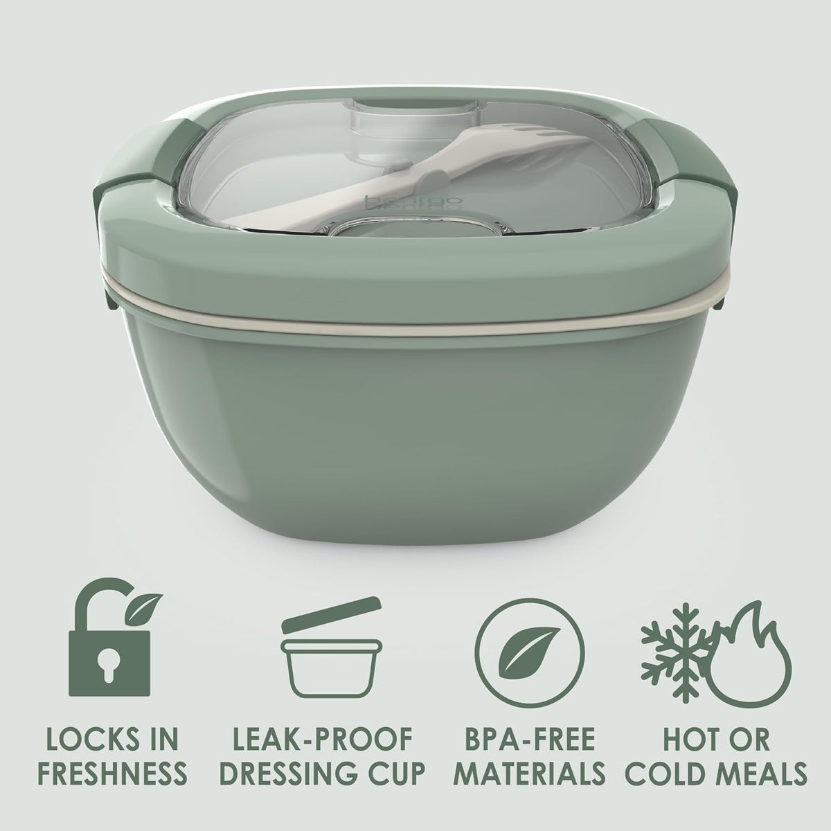 Salad Container, Lunch Bowl with 4-Compartment Toppings Tray, 54 oz