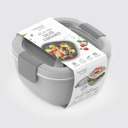 Salad Container, Lunch Bowl with 4-Compartment Toppings Tray, 54 oz