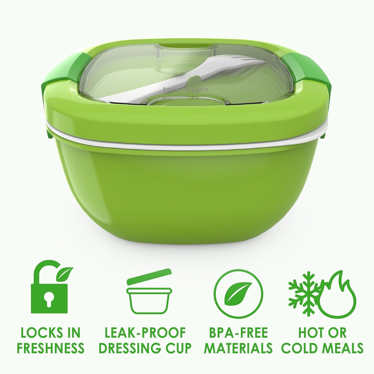 Salad Container, Lunch Bowl with 4-Compartment Toppings Tray, 54 oz