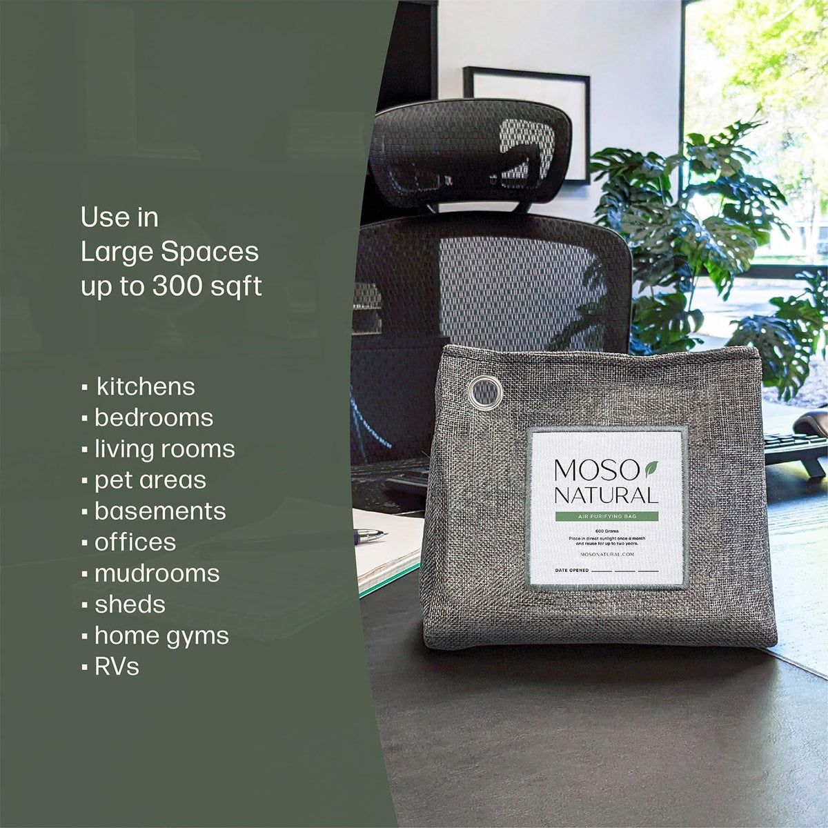 Air Purifying Bag 600g, Premium Charcoal Odor Absorber & Room Deodorizer for Large Spaces — Lasts 2 Years, Bedroom, Basement, Pet Odor Eliminator for Home, Unscented Bamboo Charcoal Bag