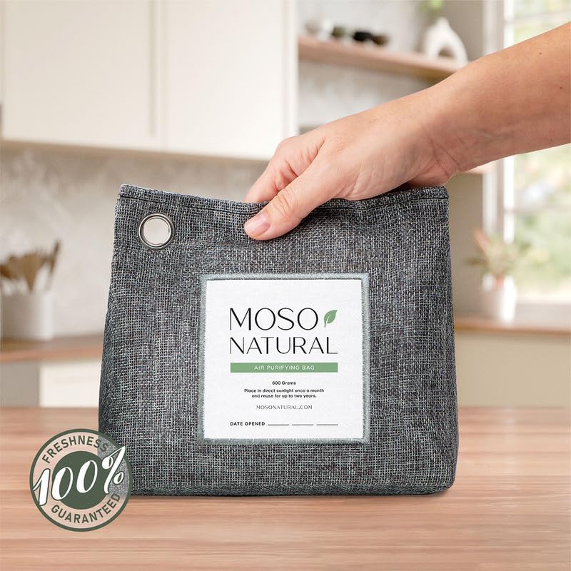 Air Purifying Bag 600g, Premium Charcoal Odor Absorber & Room Deodorizer for Large Spaces — Lasts 2 Years, Bedroom, Basement, Pet Odor Eliminator for Home, Unscented Bamboo Charcoal Bag