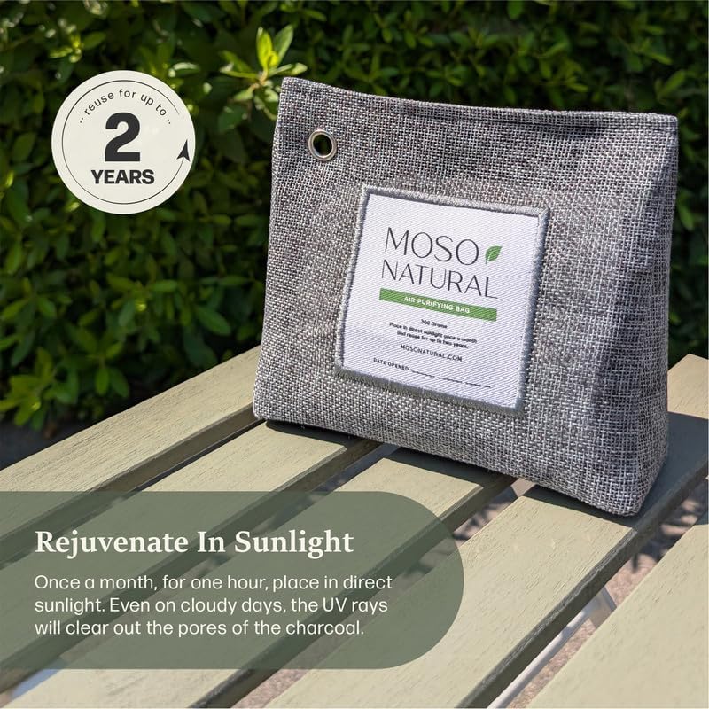 Air Purifying Bag 600g, Premium Charcoal Odor Absorber & Room Deodorizer for Large Spaces — Lasts 2 Years, Bedroom, Basement, Pet Odor Eliminator for Home, Unscented Bamboo Charcoal Bag