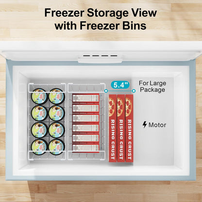 Freezer Organizer Bins - Small Storage Baskets for 7 Cu.Ft | Easy Access Handles, Stackable Deep Freezer Wire Baskets, Vertical Space Sorts for Frozen Meat, Vegetable and Bagged Items