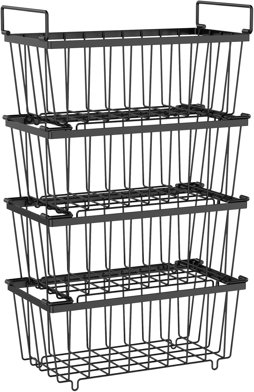 Freezer Organizer Bins - Small Storage Baskets for 7 Cu.Ft | Easy Access Handles, Stackable Deep Freezer Wire Baskets, Vertical Space Sorts for Frozen Meat, Vegetable and Bagged Items