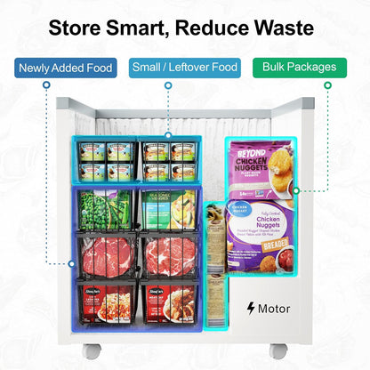 Freezer Organizer Bins - Small Storage Baskets for 7 Cu.Ft | Easy Access Handles, Stackable Deep Freezer Wire Baskets, Vertical Space Sorts for Frozen Meat, Vegetable and Bagged Items