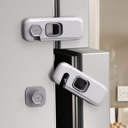 5 Pack Child Proof Refrigerator Lock, Fridge Locks for Kids with Sticky Adhesive Pads, Child Safety Locks for Doors, RV Refrigerator, Oven Lock Child Safety Baby Cabinet Locks - Grey Updated