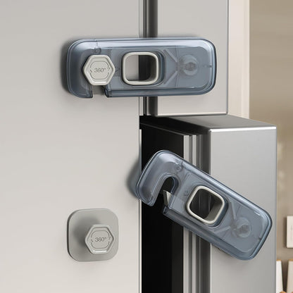 5 Pack Child Proof Refrigerator Lock, Fridge Locks for Kids with Sticky Adhesive Pads, Child Safety Locks for Doors, RV Refrigerator, Oven Lock Child Safety Baby Cabinet Locks - Grey Updated