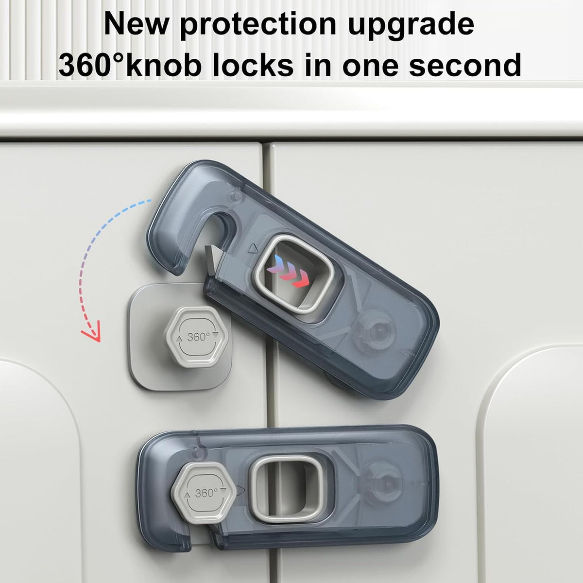 5 Pack Child Proof Refrigerator Lock, Fridge Locks for Kids with Sticky Adhesive Pads, Child Safety Locks for Doors, RV Refrigerator, Oven Lock Child Safety Baby Cabinet Locks - Grey Updated