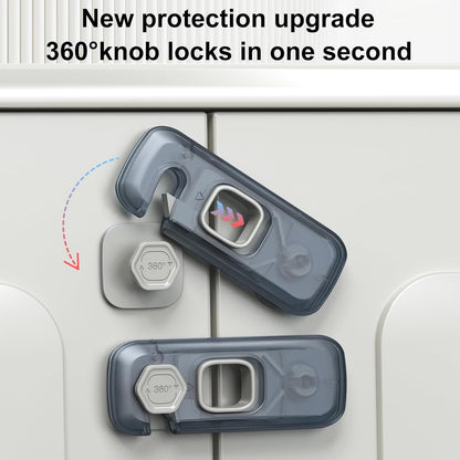 5 Pack Child Proof Refrigerator Lock, Fridge Locks for Kids with Sticky Adhesive Pads, Child Safety Locks for Doors, RV Refrigerator, Oven Lock Child Safety Baby Cabinet Locks - Grey Updated