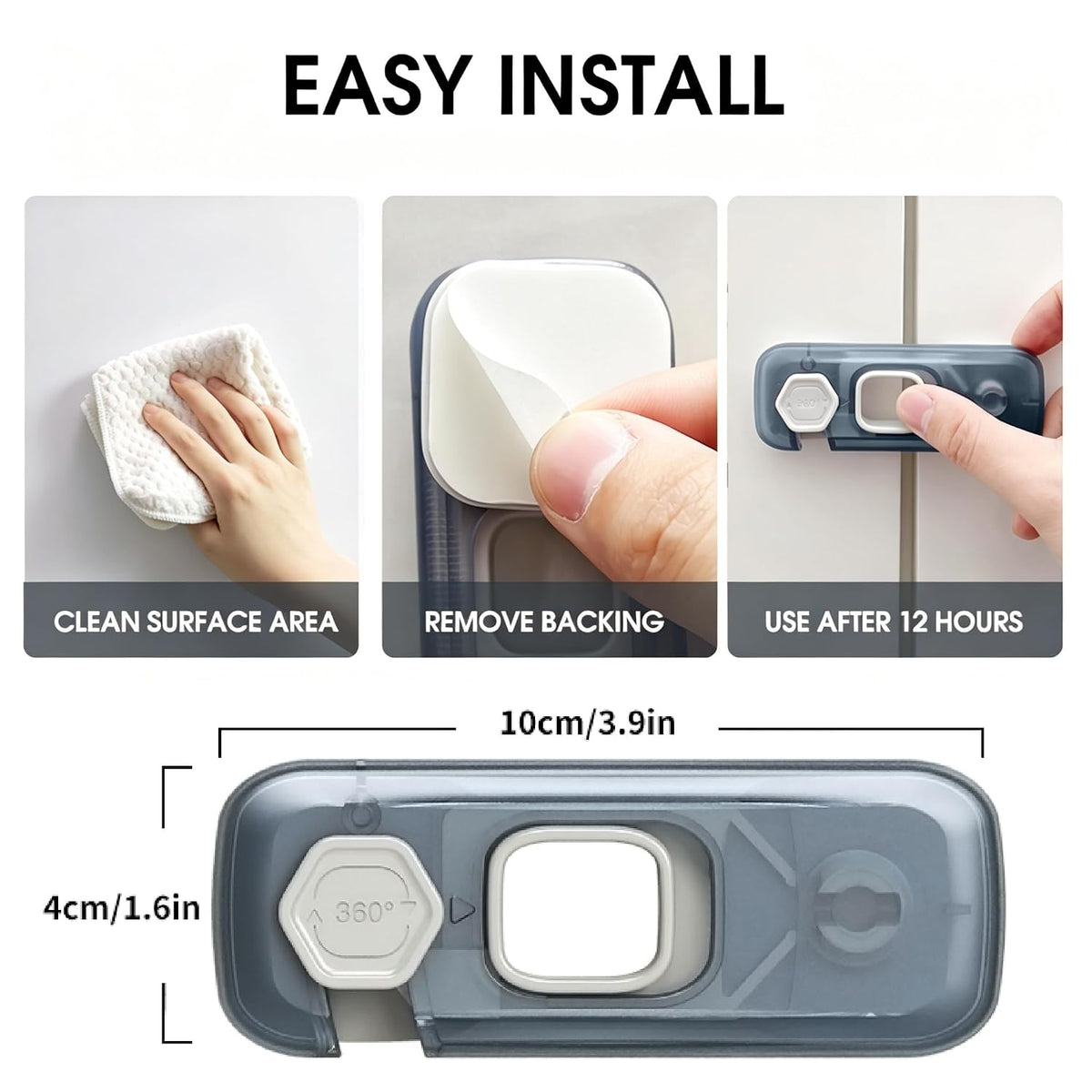 5 Pack Child Proof Refrigerator Lock, Fridge Locks for Kids with Sticky Adhesive Pads, Child Safety Locks for Doors, RV Refrigerator, Oven Lock Child Safety Baby Cabinet Locks - Grey Updated