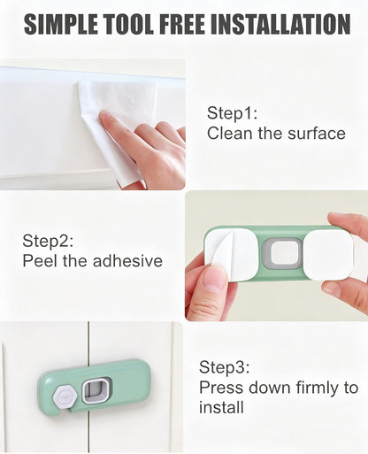 5 Pack Child Proof Refrigerator Lock, Fridge Locks for Kids with Sticky Adhesive Pads, Child Safety Locks for Doors, RV Refrigerator, Oven Lock Child Safety Baby Cabinet Locks - Grey Updated