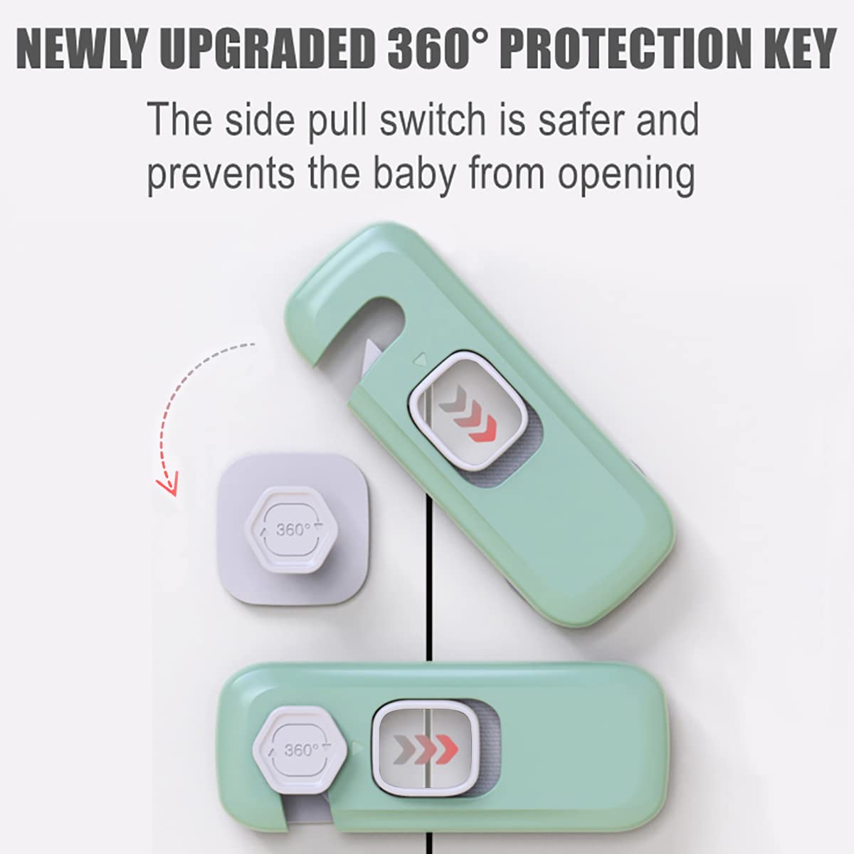 5 Pack Child Proof Refrigerator Lock, Fridge Locks for Kids with Sticky Adhesive Pads, Child Safety Locks for Doors, RV Refrigerator, Oven Lock Child Safety Baby Cabinet Locks - Grey Updated