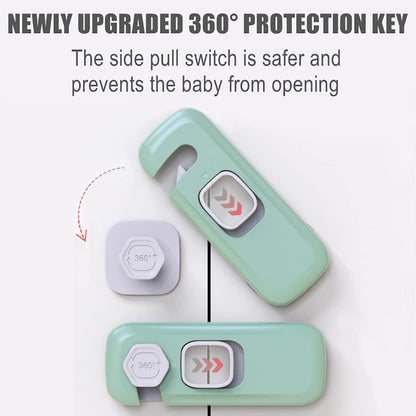5 Pack Child Proof Refrigerator Lock, Fridge Locks for Kids with Sticky Adhesive Pads, Child Safety Locks for Doors, RV Refrigerator, Oven Lock Child Safety Baby Cabinet Locks - Grey Updated
