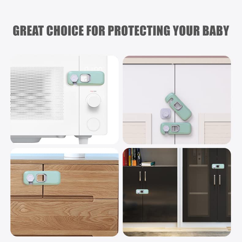 5 Pack Child Proof Refrigerator Lock, Fridge Locks for Kids with Sticky Adhesive Pads, Child Safety Locks for Doors, RV Refrigerator, Oven Lock Child Safety Baby Cabinet Locks - Grey Updated