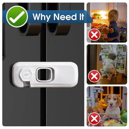 5 Pack Child Proof Refrigerator Lock, Fridge Locks for Kids with Sticky Adhesive Pads, Child Safety Locks for Doors, RV Refrigerator, Oven Lock Child Safety Baby Cabinet Locks - Grey Updated