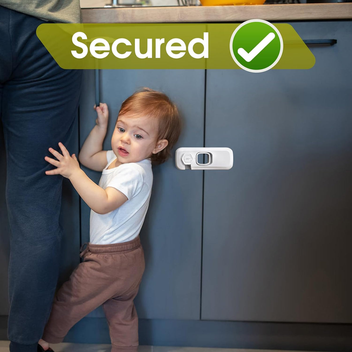 5 Pack Child Proof Refrigerator Lock, Fridge Locks for Kids with Sticky Adhesive Pads, Child Safety Locks for Doors, RV Refrigerator, Oven Lock Child Safety Baby Cabinet Locks - Grey Updated