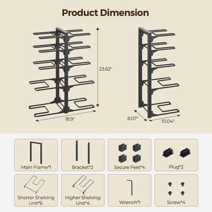 LAMU 8-Tier Heavy Duty Pots and Pans Organizer under Cabinet, 20.8" H | Adjustable heavy-duty pot rack holds stockpots, Dutch ovens and cast iron cookware, 120 LB capacity, Fits inside cabinet