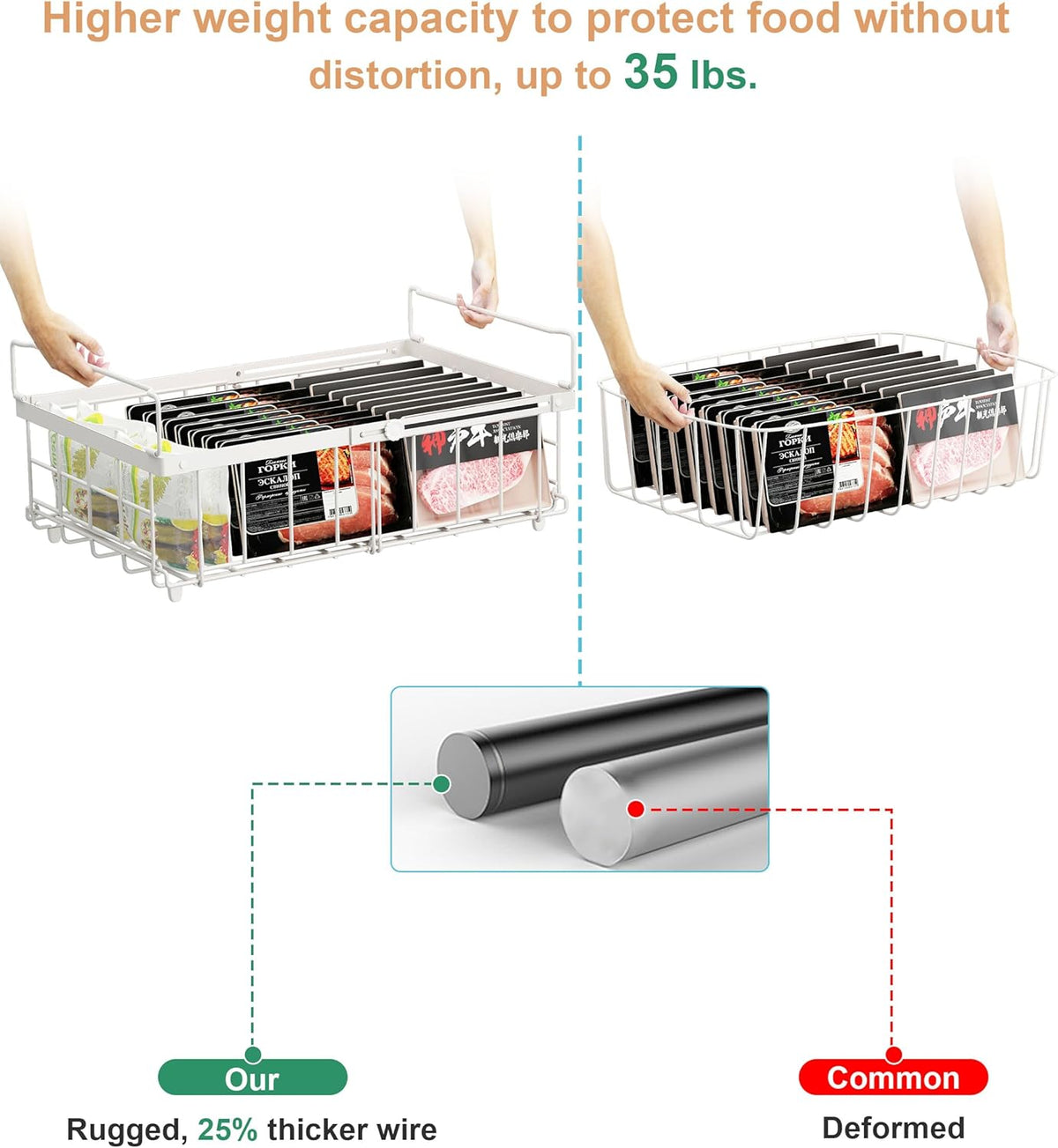 UMDONX 4-Pack Expandable Stackable Large Freezer Storage Boxes | Adjustable Sizes From 11.4 Inches to 17.9 Inches, Suitable for 10-20 Cubic Foot Freezers, Black